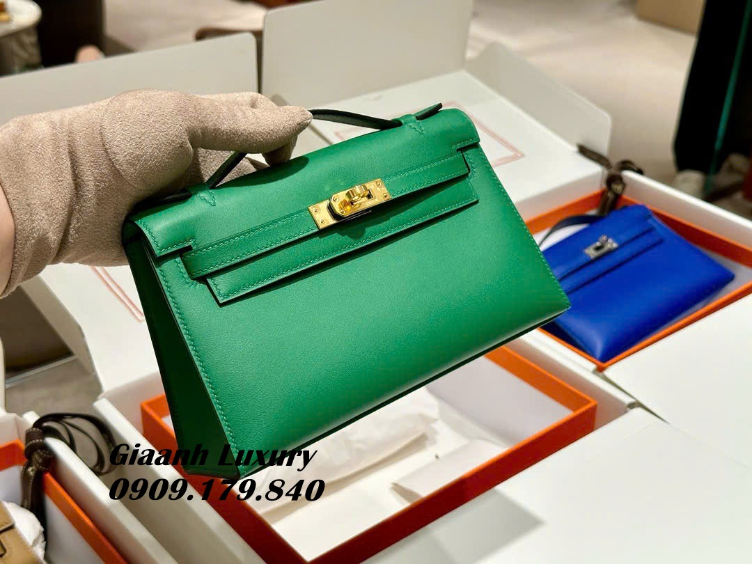 Những Màu Túi Xách Hermes Kelly Pochette màu Xanh Lá Green