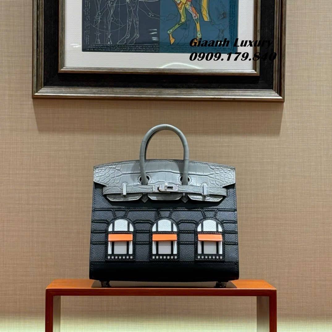 Những Màu Túi Xách Hermes Ô Cửa Sổ Replica Màu Xám 02