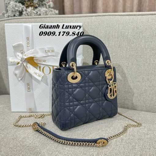 Túi Xách Dior Lady Mini 17 cm Vip Like Auth Màu Xanh