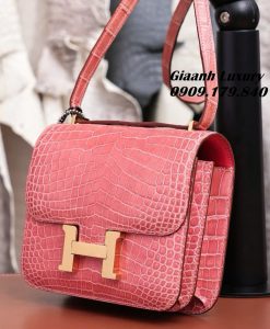 Túi Hermès Constance 18 Da Cá Sấu Bóng Màu Terre Cuite Like Auth 04