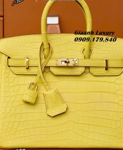 Túi Hermes Birkin 25 cm Da Cá Sấu Màu Vàng Vip 01