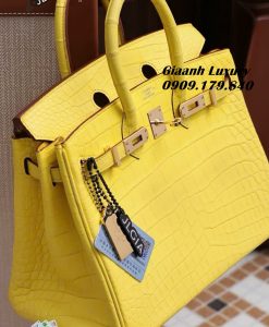 Túi Hermes Birkin 25 cm Da Cá Sấu Màu Vàng Vip 4