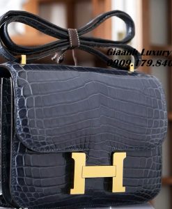 Túi Hermes constance 18 Da Cá Sấu Blue Tempete 03