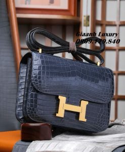 Túi Hermes constance 18 Da Cá Sấu Blue Tempete 05