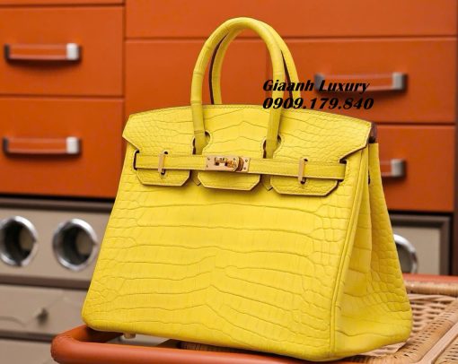 Túi Hermes Birkin 25 cm Da Cá Sấu Màu Vàng Vip 5