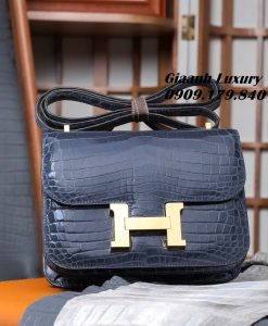 Túi Hermes constance 18 Da Cá Sấu Blue Tempete 04