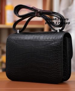 Túi Hermes Constance Da Cá Sấu Mờ Màu Noir Vip-H30123