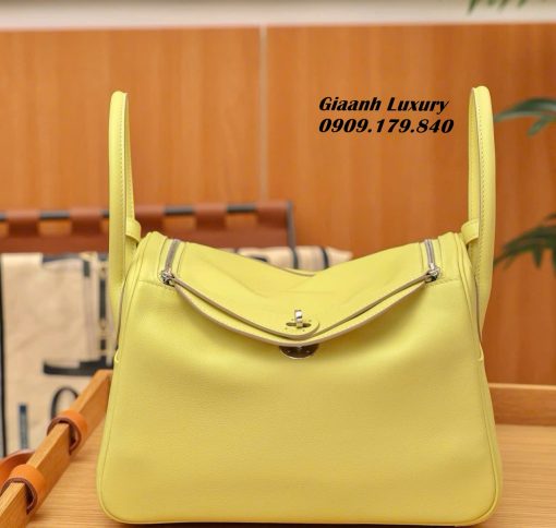 Túi Hermes Lindy 26 cm Da Swift Jaune Poussin Like Auth 03