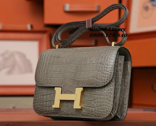 Túi Hermes Constance Alligator Màu Gris Like Auth 04