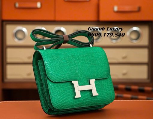 Túi Hermes Constance Porosus Crocodile Vertjade Glossy Vip Like Auth 01