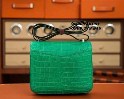 Túi Hermes Constance Porosus Crocodile Vertjade Glossy Vip Like Auth 02