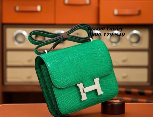 Túi Hermes Constance Porosus Crocodile Vertjade Glossy Vip Like Auth 03