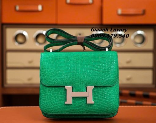 Túi Hermes Constance Porosus Crocodile Vertjade Glossy Vip Like Auth 04