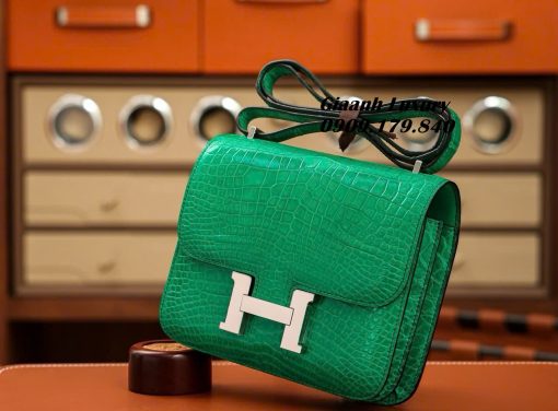 Túi Hermes Constance Porosus Crocodile Vertjade Glossy Vip Like Auth 05