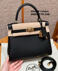 Túi Hermes Kelly 25 Màu Đen Da togo siêu Cấp Vip Like Auth 01