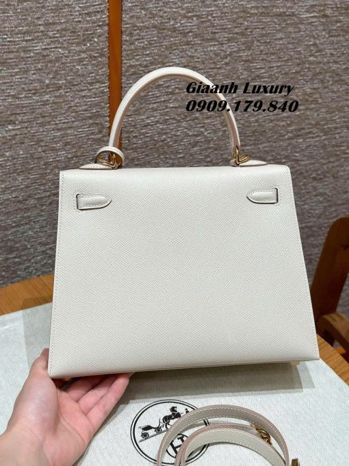 Túi Hermes Kelly 25 Màu Trắng Da Epsom Siêu Cấp Vip 05