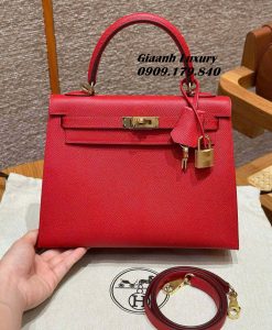 Túi Hermes Kelly 25 cm Da Epsom Màu Đỏ Siêu Cấp Vip 01