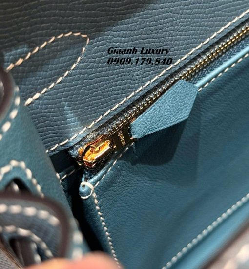 Túi Hermes Kelly Epsom Màu Blue Jean Siêu Cấp Vip