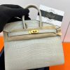 Túi Hermes Birkin 20 cm Da Cá Sấu Luxury Màu Trắng kem 04