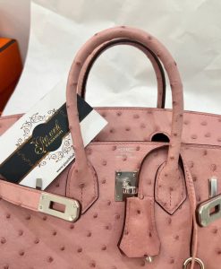 Túi Hermes Birkin Da Đà Điểu Màu Hồng Vip Like Auth 01