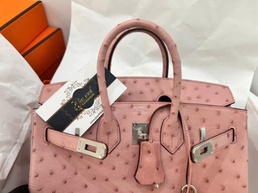 Túi Hermes Birkin Da Đà Điểu Màu Hồng Vip Like Auth 01