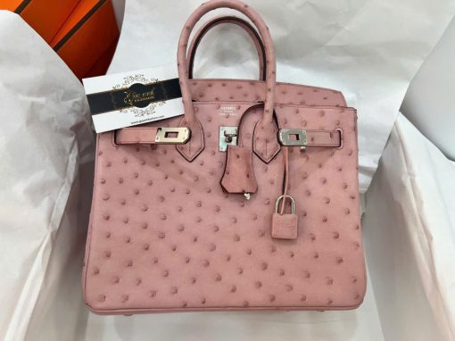 Túi Hermes Birkin Da Đà Điểu Màu Hồng Vip Like Auth 02