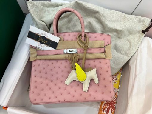 Túi Hermes Birkin Da Đà Điểu Màu Hồng Vip Like Auth 03