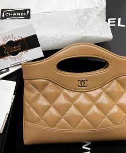 Túi Xách Chanel Mini 31 Da Bê Like Auth Màu Kem 02