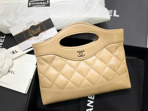 Túi Xách Chanel Mini 31 Da Bê Like Auth Màu Kem 05