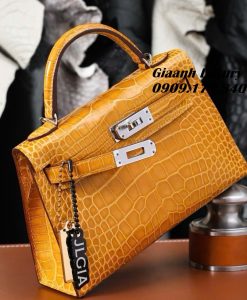 Túi HM Kelly Mini Glossy Alligator màu Jaune Ambre Vip 01