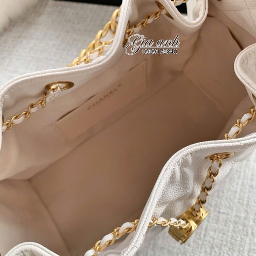 Túi Xách Chanel Hobo Da Caviar Màu Trắng Vip -5