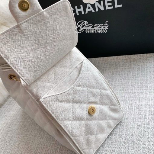Túi Xách Chanel Hobo Da Caviar Màu Trắng Vip -4