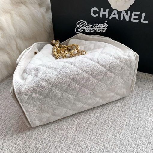 Túi Xách Chanel Hobo Da Caviar Màu Trắng Vip -2