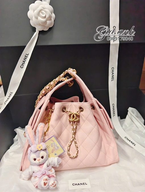 Túi Xách Chanel Hobo cỡ Nhỏ Màu Hồng Vip 02