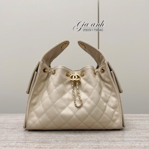 Túi Chanel Hobo Da Caviar Màu Kem Vip 01