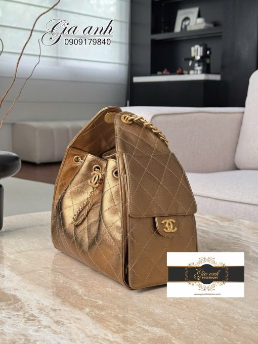 Túi Chanel Hobo 2025 Màu Vàng kim đậm Vip 02