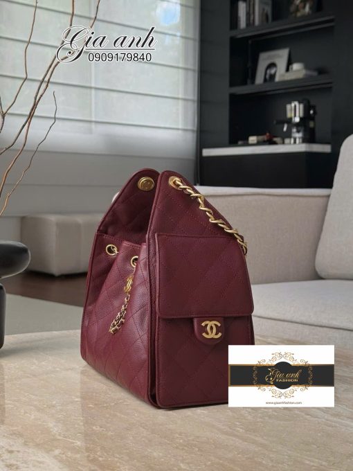 Túi Chanel Hobo size Small vip Màu Đỏ Rượu 03
