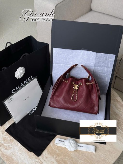 Túi Chanel Hobo size Small vip Màu Đỏ Rượu 02
