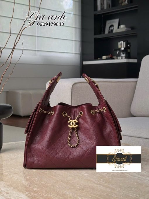 Túi Chanel Hobo size Small vip Màu Đỏ Rượu 04