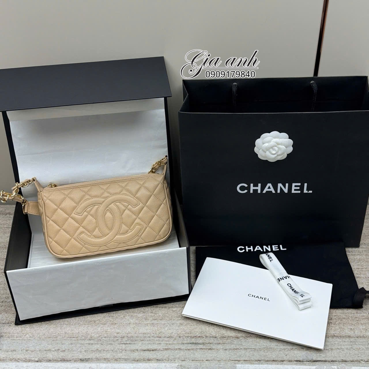 Túi Xách Chanel Siêu Cấp vip Like Auth màu kem 01