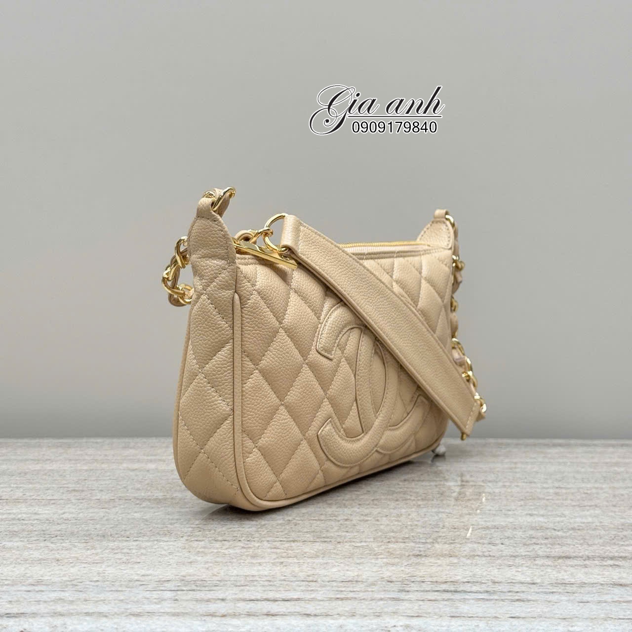 Túi Xách Chanel Siêu Cấp vip Like Auth màu kem 2
