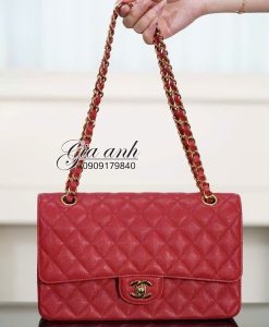 Túi Chanel Classic Caviar Màu Đỏ Vip Like Auth 01