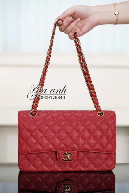 Túi Chanel Classic Caviar Màu Đỏ Vip Like Auth 01