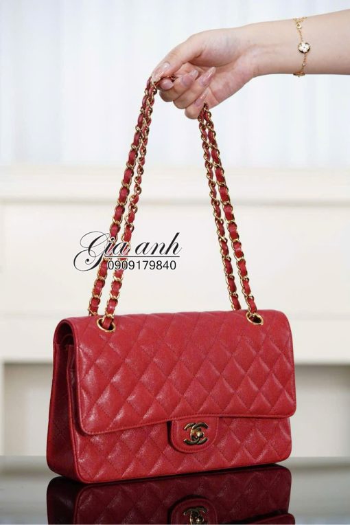 Túi Chanel Classic Caviar Màu Đỏ Vip Like Auth 03