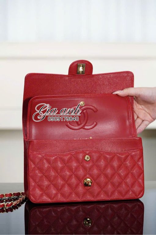 Túi Chanel Classic Caviar Màu Đỏ Vip Like Auth 04
